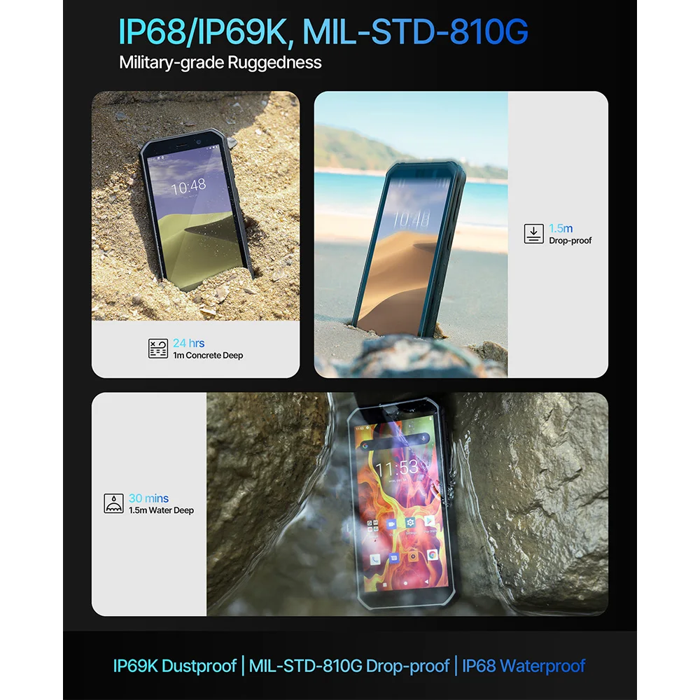 New X1 Pro Android 13 Rugged Smartphone Night Vision Camera Dual 4G Unlocked Waterproof Octa Core NFC LTE Display LCD Type Phone