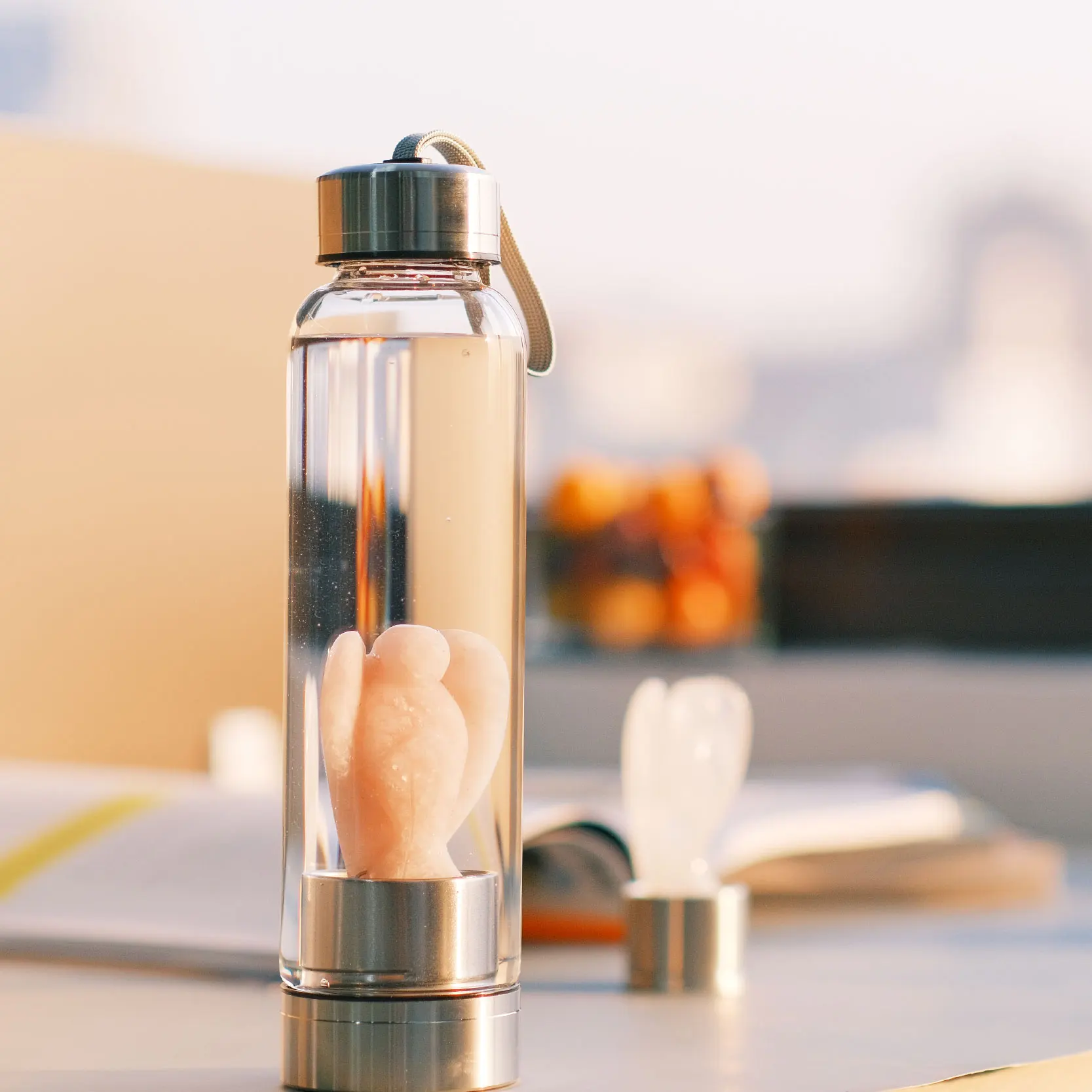 Double Wall Glass Water Bottle Tea Infuser Crystal Natural Healing Gem Diamond Drinking Bottles