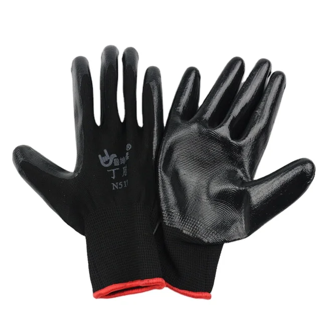 Wholesale manufacture nitrile Coated Anti-slip Cotton Knitted  Safety Working Glove