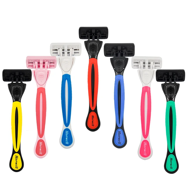 Disposable Five 5 blade stainless steel men shaving system razors with refillable cartridge head