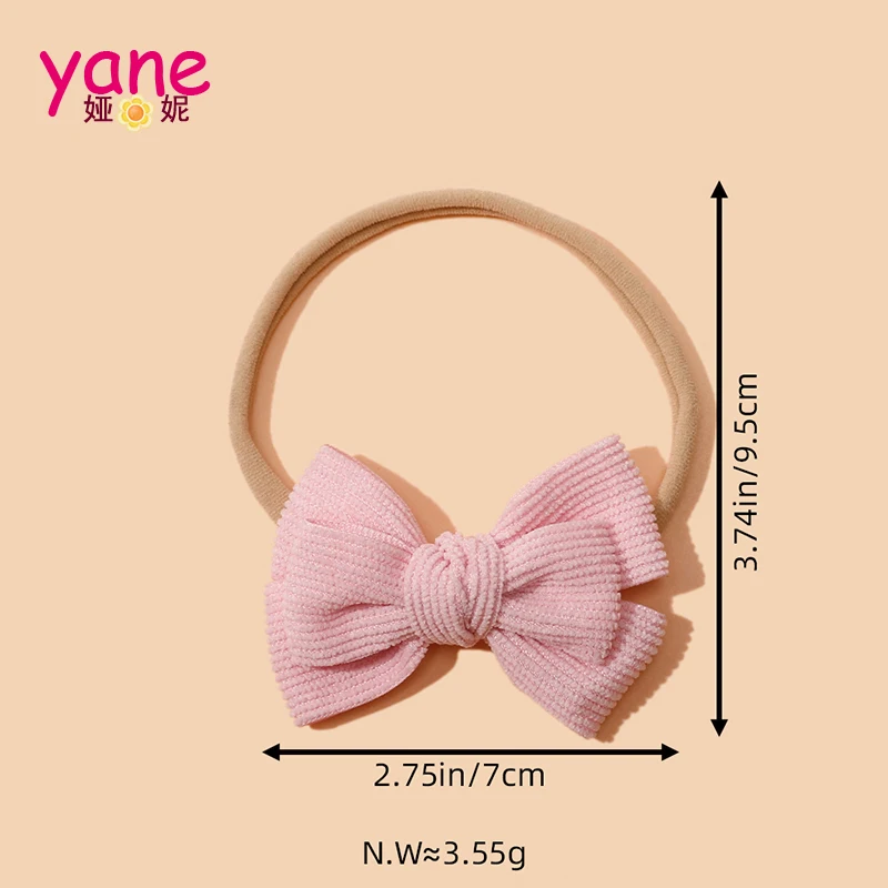 New arrived small fresh tied hair bow lace headband headdress ins female  nylon hair accessories Pink rubber headbands