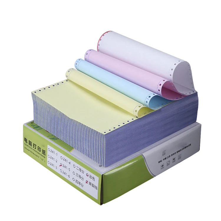 Factory 241mm 2 Ply 3 Ply Pink/ White/ Blue Computer Continuous A4 Sheet Ream Ncr Carbonless Paper