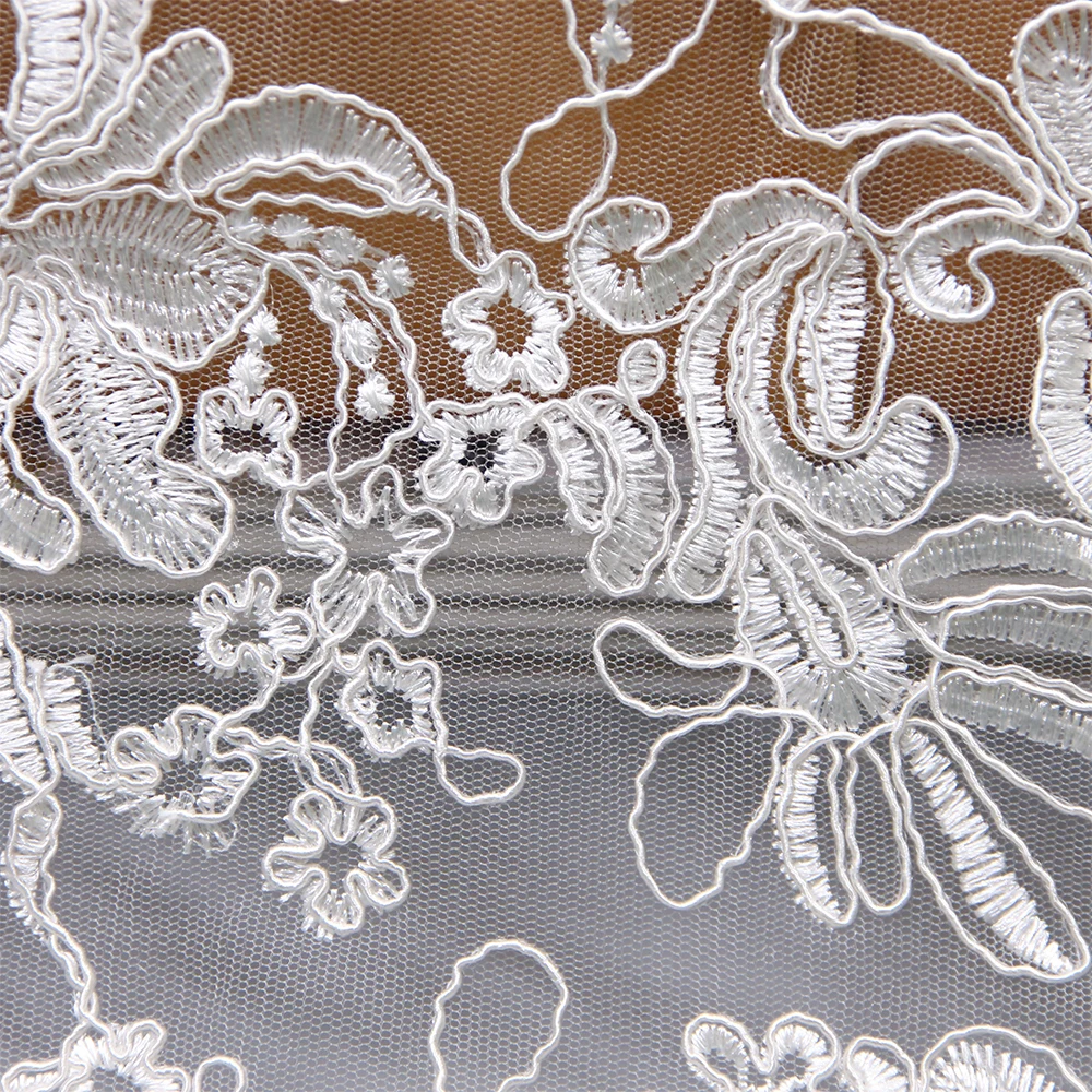 Lace poly mesh fabric fancy lace wedding dress lace fabric