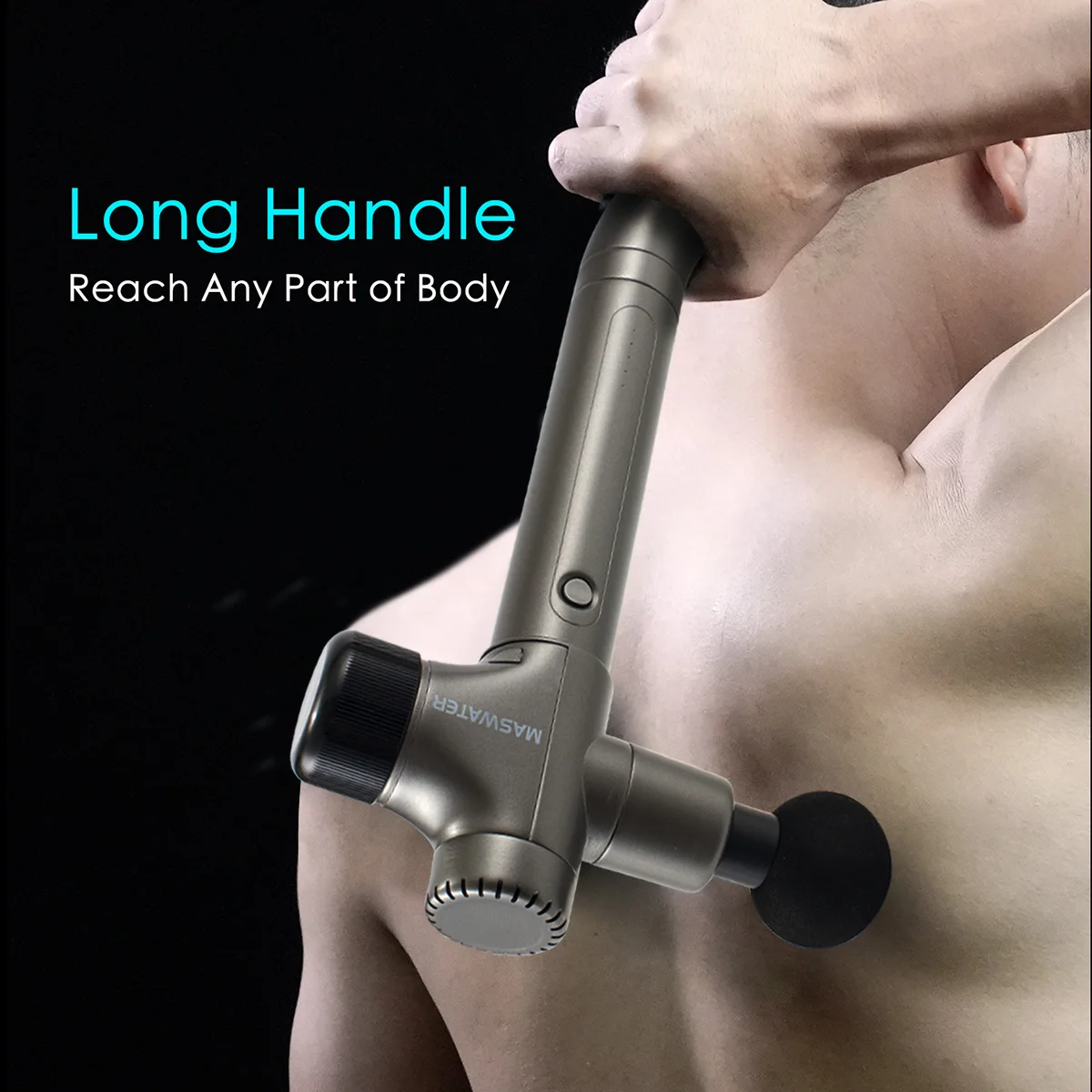 2023 New design long handle back massage gun with extra weight massage  back of people  therapy gun percussion muscle gun