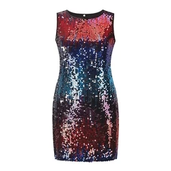 EB-2022052508   New arrivals 2022 sleeveless bodycon dress Graduate Color Sexy Club Party Fitted Bodycon Mini Sequin Dress