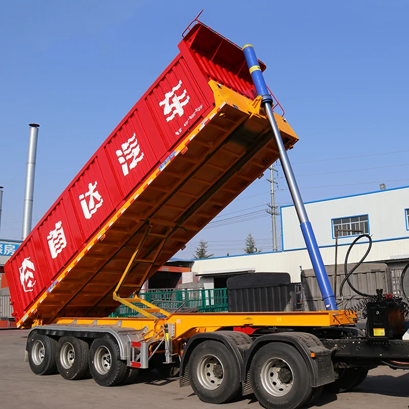 Large rear dump hydraulic trailer truck  rebar transport big truck trailer for sale