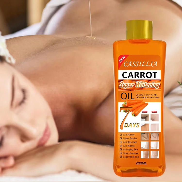 Private Label Carrot Turmeric Whitening Oil Lightening Anti-Aging Remove Dark Spot Skin Care Almond Papaya Rose Essential Oil