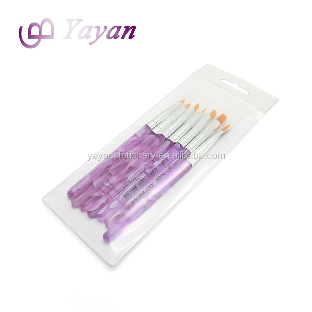 Customized Filbert Synthetic Nylon Hair Acrylic Nail Art Brush Set For Sale