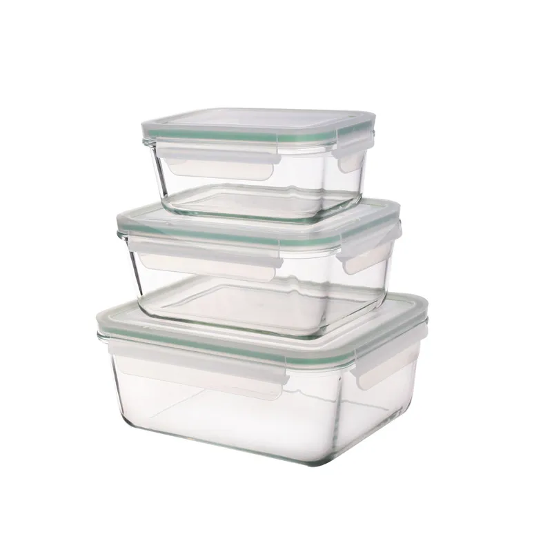 Nestable design 6pcs glass lunch box food storage container box with BPA free lid