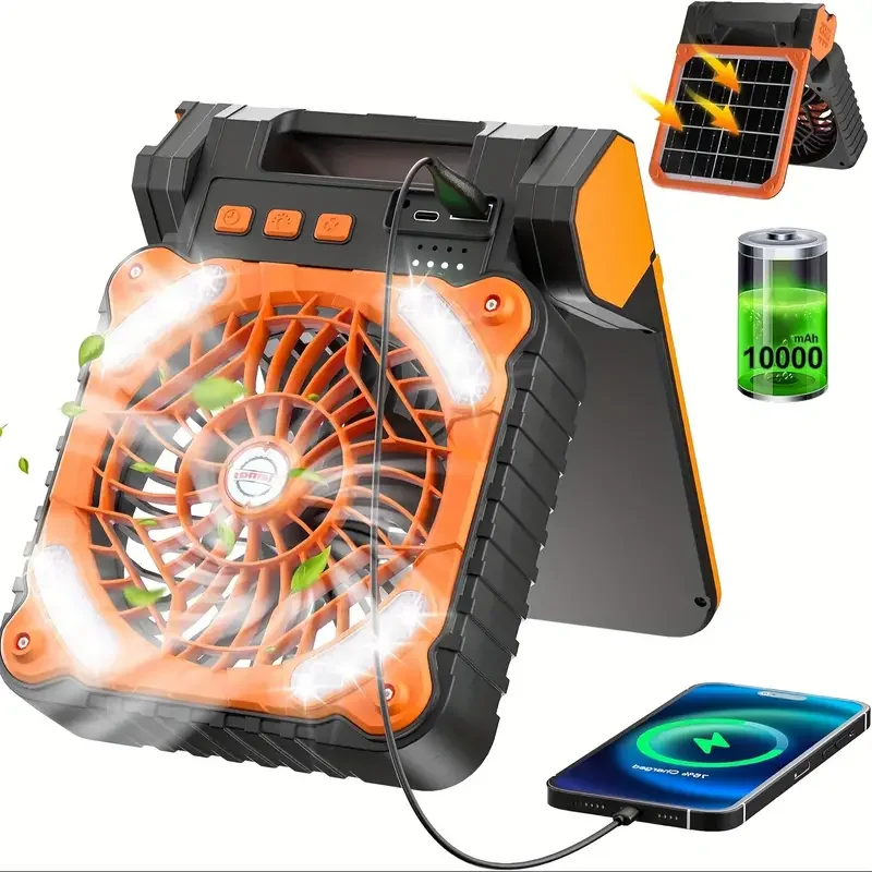 Открытый напольный фонарь type-c с вентилятором пластиковый 7800 мАч солнечный кемпинговый вентилятор со светодиодным фонарем