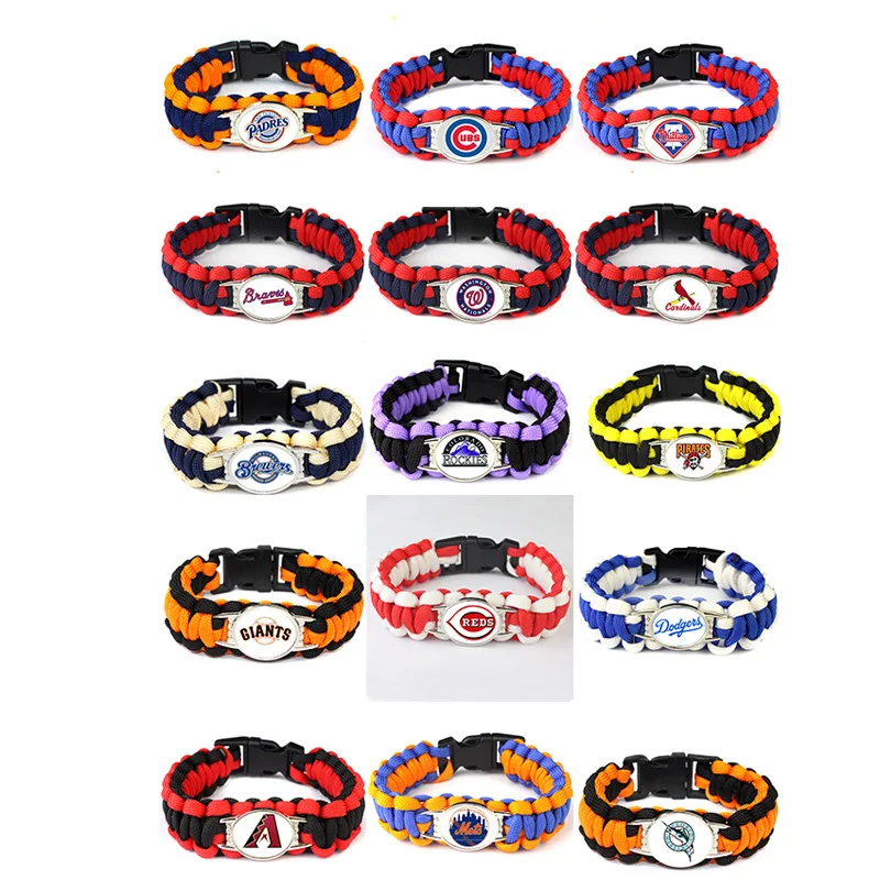 Wholesale Custom Logo Handmade Wild Life-saving Paracord Bracelet Baseball Teams Logo Paracord Bracelet