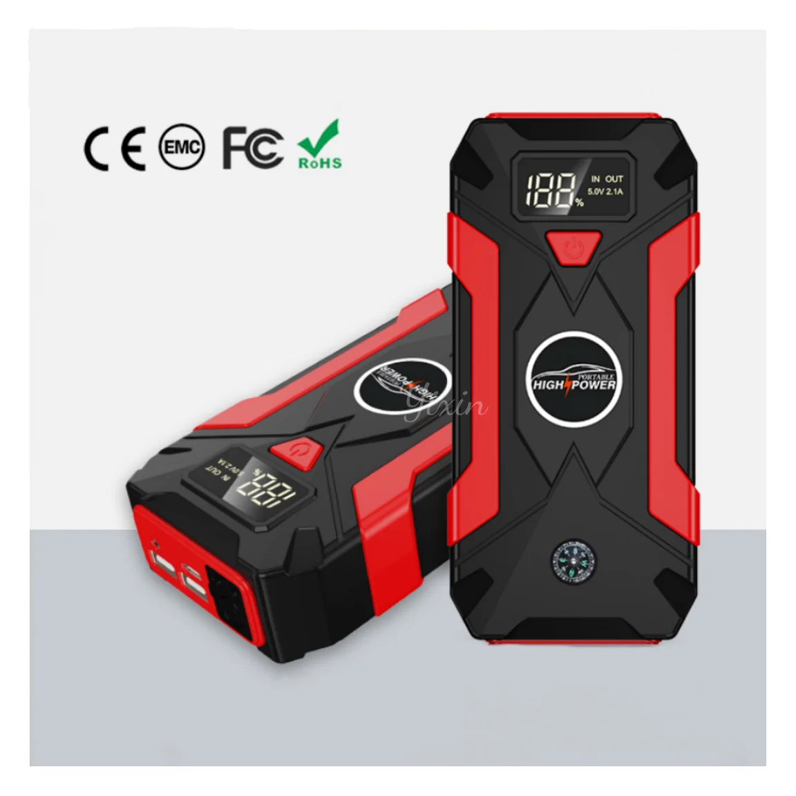 Car Jump Starter with Compass LED Torch Power Bank Function for Cellphones Starting Device for 12V 1000A 99800mAh for Car Trunk