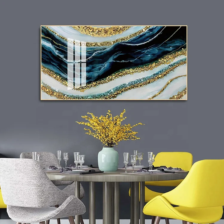 Wholesale Modern Home Hotel Decorative Tempered Crystal Diamond Porcelain Oil Painting With Frame