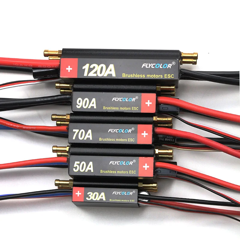 FLYCOLOR ESC 30A 50A 70A 90A 120A Waterproof Brushless Speed Controller ESC With Water Cooling BEC For RC Boat