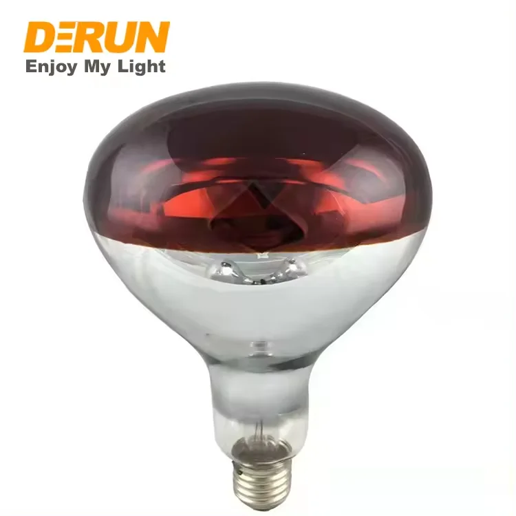 125W 150W 175W 250W E27 Base R125 Half Painted Red Infrared Bulb For Animal House Heating