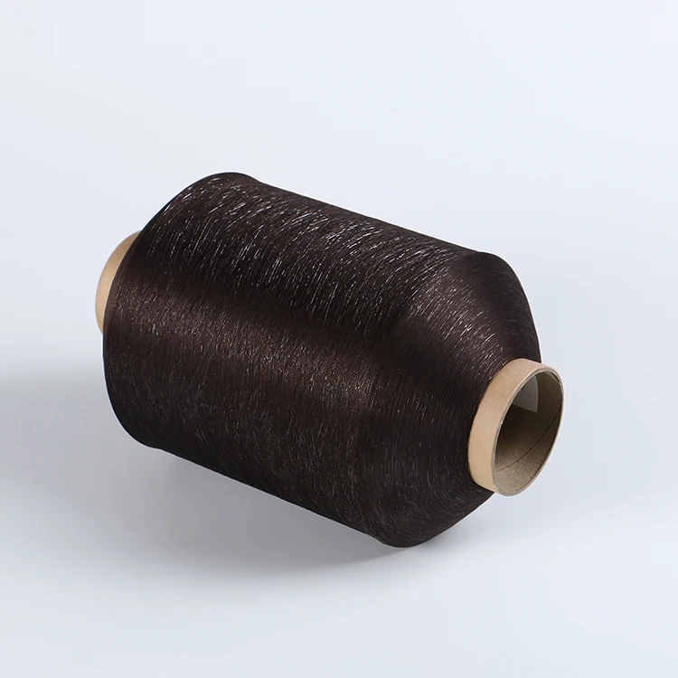 Direct factory dope dyed black FDY DTY polyester Texturized twist yarn for woven label fdy polyester yarn bright