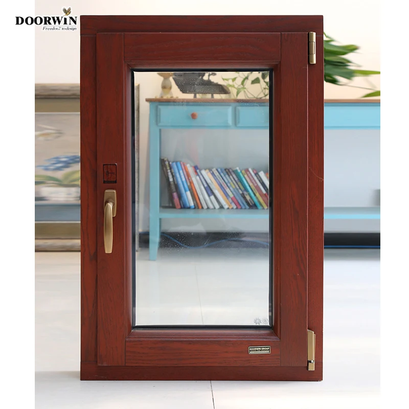 
Latest Design Two Way Open Long slim aluminum clad wood Tilt And Turn Casement tempered Glass Windows 