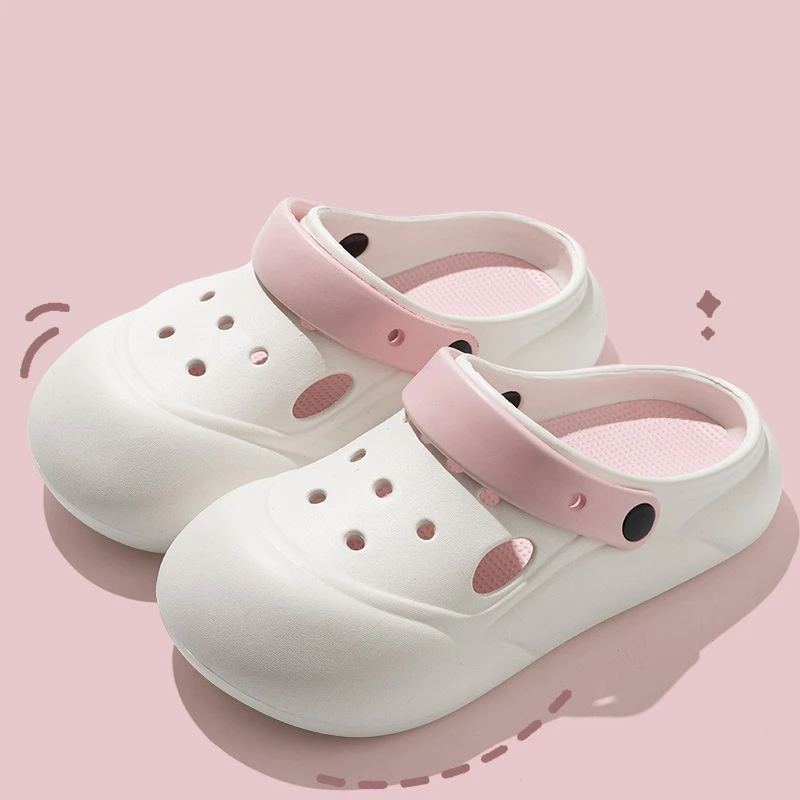 Removable Hole Shoes Women Wear Anti-skid Thick-soled Heightened Fashionable Sandals Slippers for Girl