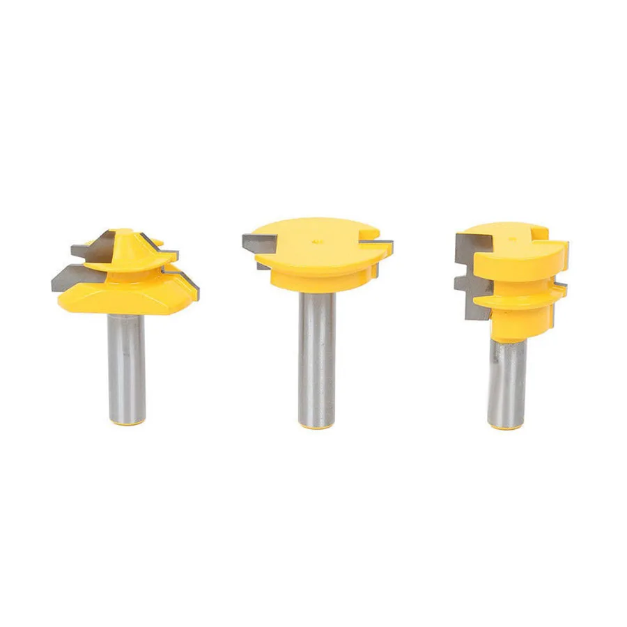 3Pc Jointing Router Bit Set -Lock Miter Glue Joint Drawer Front Woodworking cutter Tenon Cutter for Woodworking Tools