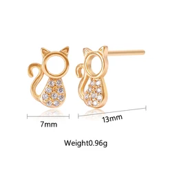 Women Jewelry Wholesale Minimalist Champagne Gold Plated Tiny Cute Cat Kitty Simple Stud Earrings For Girls