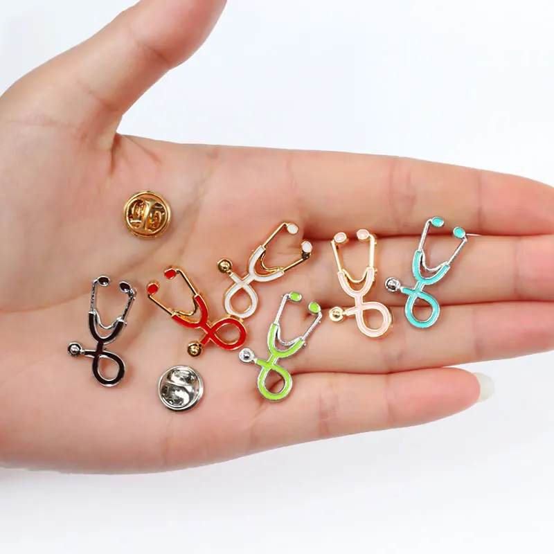 Nurse Pins Medical brooches for women Fashion Colorful Metal Stethoscope Enamel Jewelry Men Jackets Badges Accessories hijab