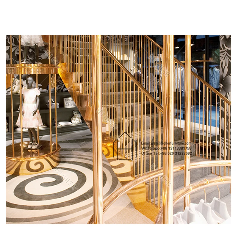 High-End Baby Cloth Rack Stainless Steel Boutique Children Baby Clothes Display Stand Kids Clothing Shelves