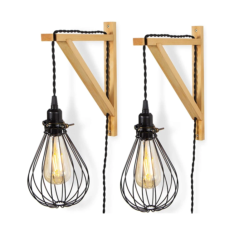 2 set Wall Mount Wood Bracket Scone Pendant Lamp Kit for DYI Project