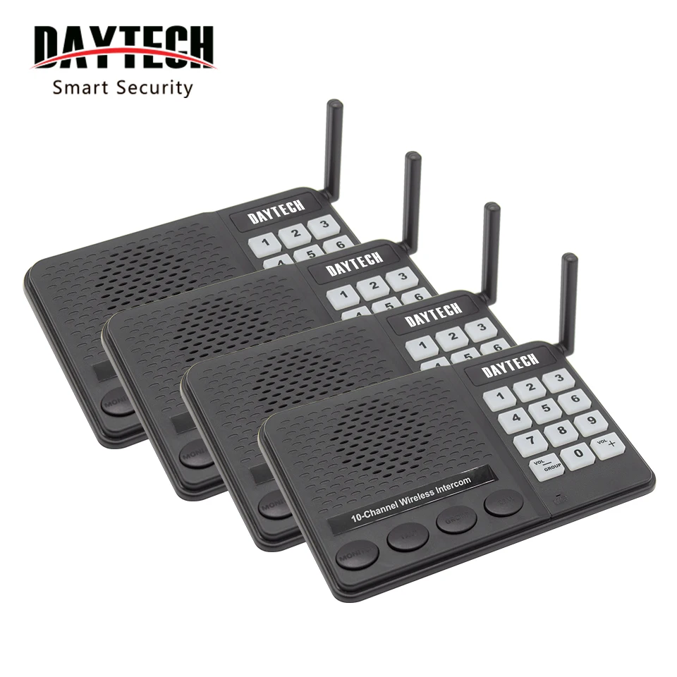 Daytech CI02-4 1500 Feet Range 10 Channel Room to Room Intercom Wireless Office Intercom Wireless Intercom System