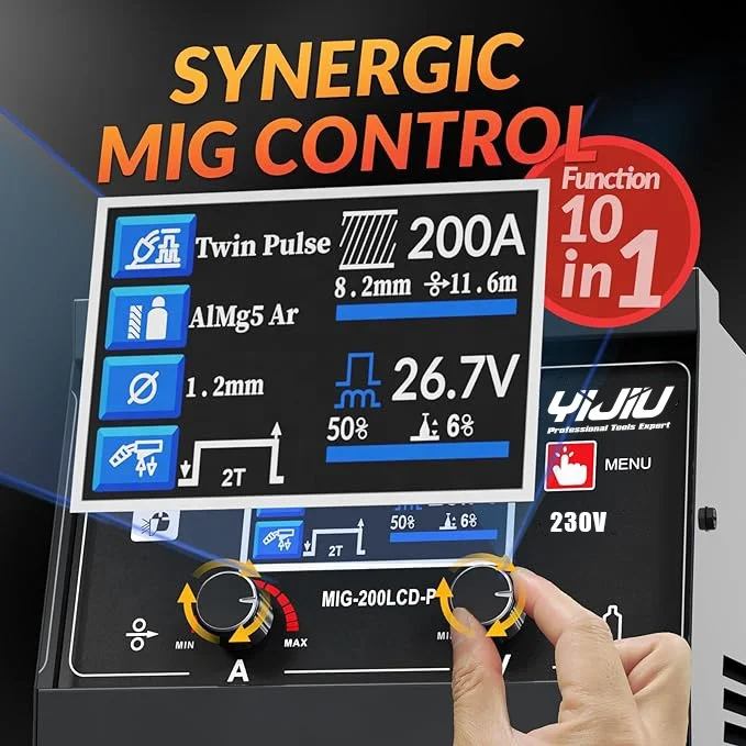 YIJIU MIG-200SP Dual Pulse TIG MIG Welding Machines Gasless Multifunctional Mig Welders 220V Weld Aluminum