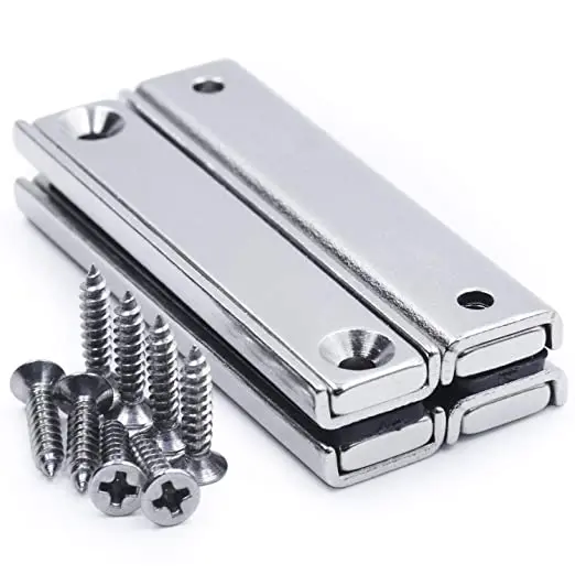 Super Strong Pot Magnets Rectangular Neodymium  Holder With Countersink