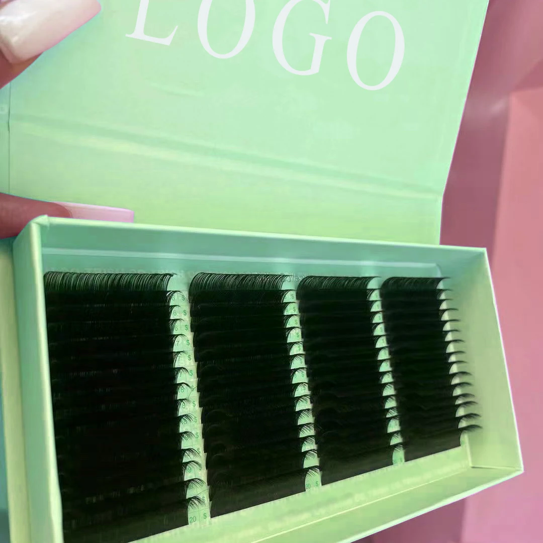 Human Hair Eyelash Extension Mink Velvet Matte Black Cashmere Lash Extension Trays Supply