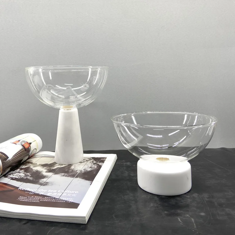 Luxury Chocolate Tray Stand Glass Body Marble Base For Home Decor Wedding Serving Decor
