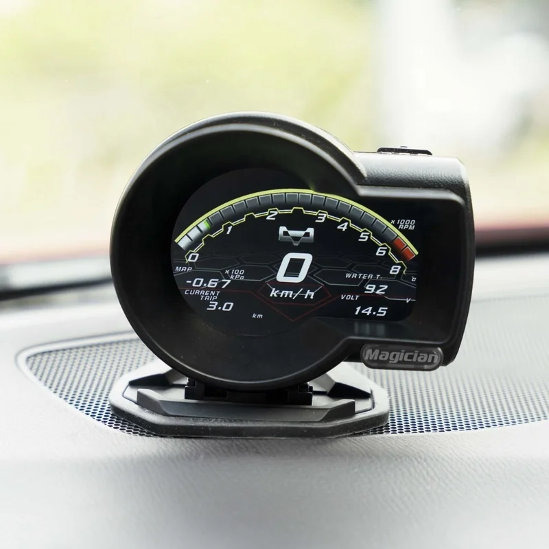 English Version Magician OBD Car Gauge OBD2 F835 Head Up Display Digital Boost Voltage Speed Meter Water Temp Oil pressure Alarm