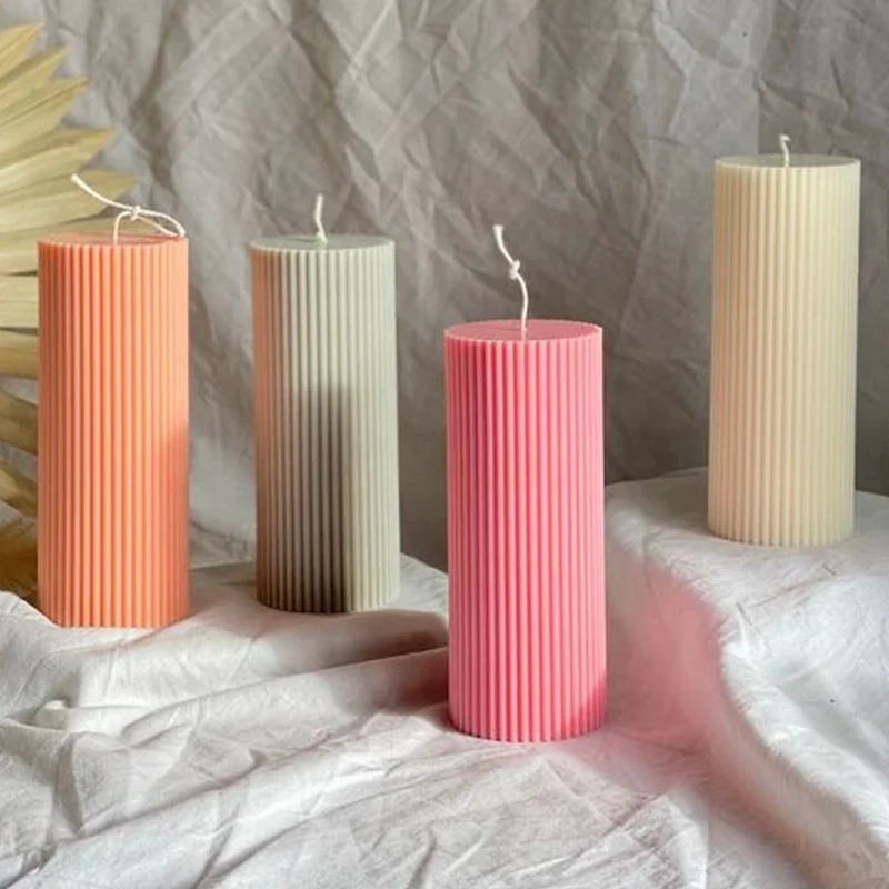 5/10/15/20cm Round Ribbed Pillar Candle
