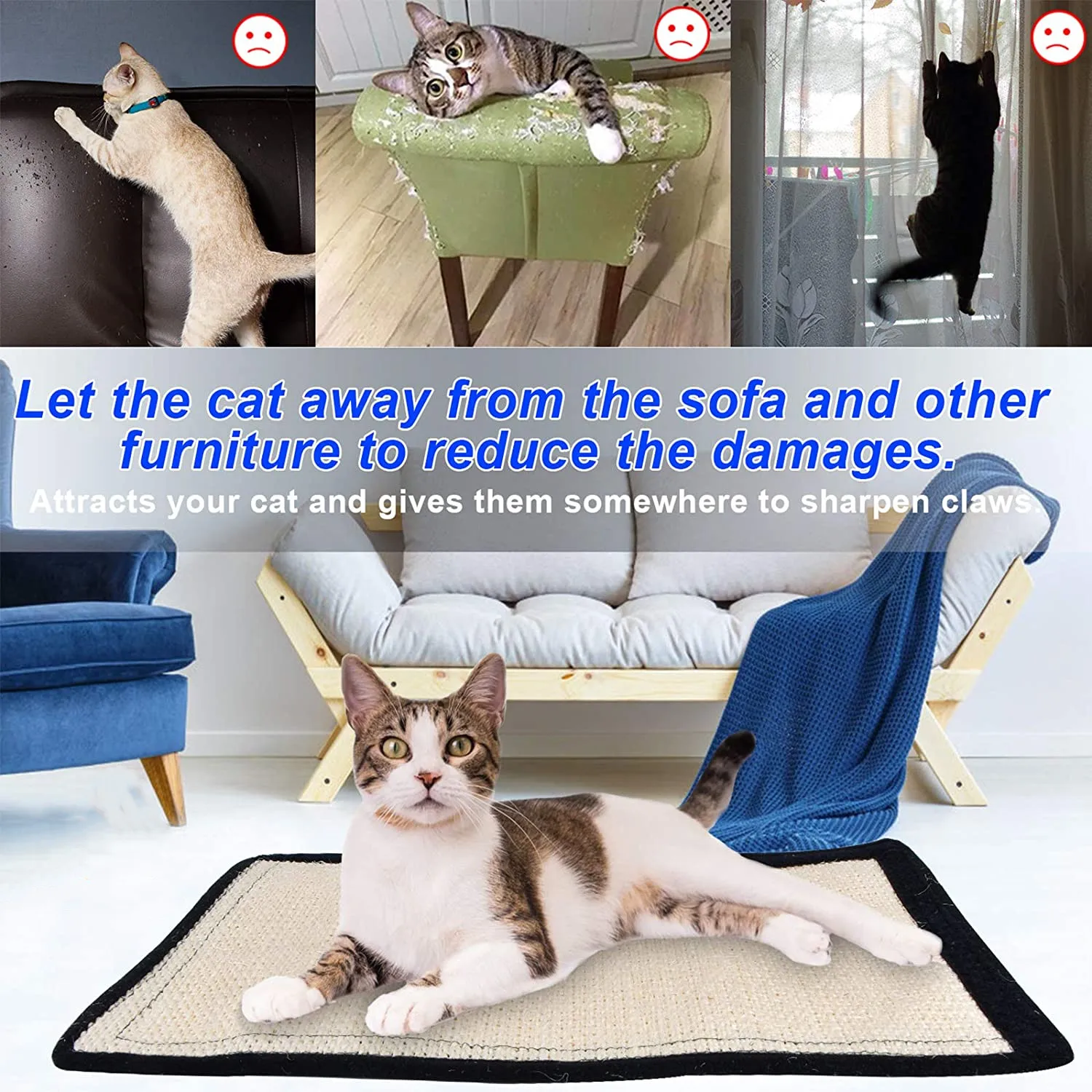 Sisal Sofa Armrest Protector Anti Cat Scratch Board for Cat and Kitten cat scratching pad