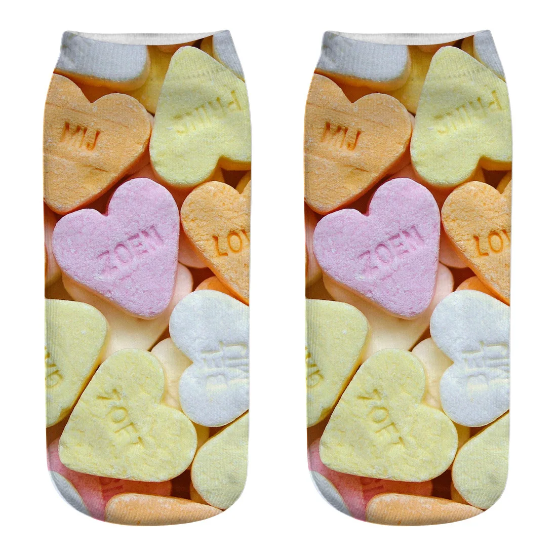 Cheap Wholesale Funny Novelty 3D Candy Lollipop Socks Print Short Ankle Sublimation Print Socks for Girls