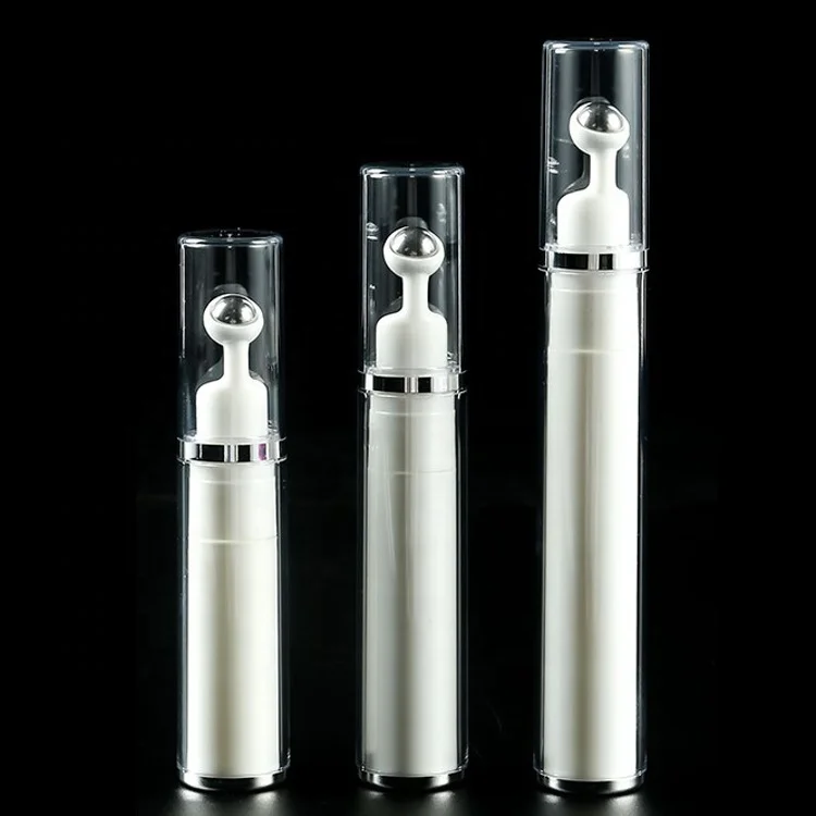 Wholesale white double wall 10ml 15ml plastic airless bottle eye cream with pump roll-on bottle eye cream airless bottle