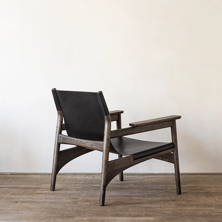 designer chair Danish casual single chair Simple modern small flat solid wood canvas chair