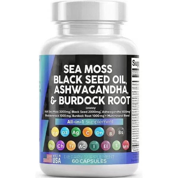 Фабрика источника OEM Ashwagandha куркума bladderwack йод хлорофилл Acv масло из черного мха