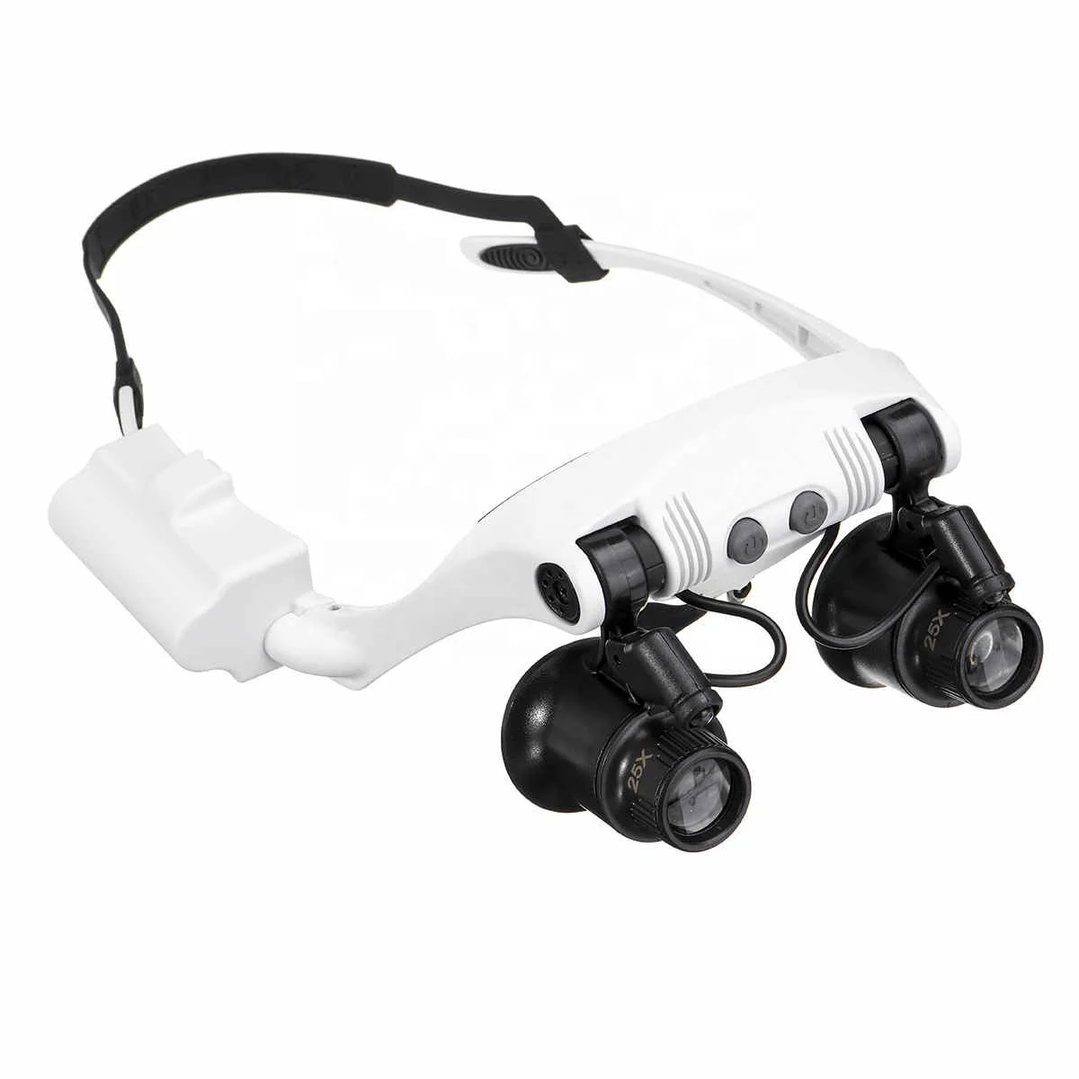 Professional 10X 15X 20X 25X LED Magnifier Double Eye Glasses Loupe Lens Jeweler Watch Repair Measurement with 8 Lens LED lamp