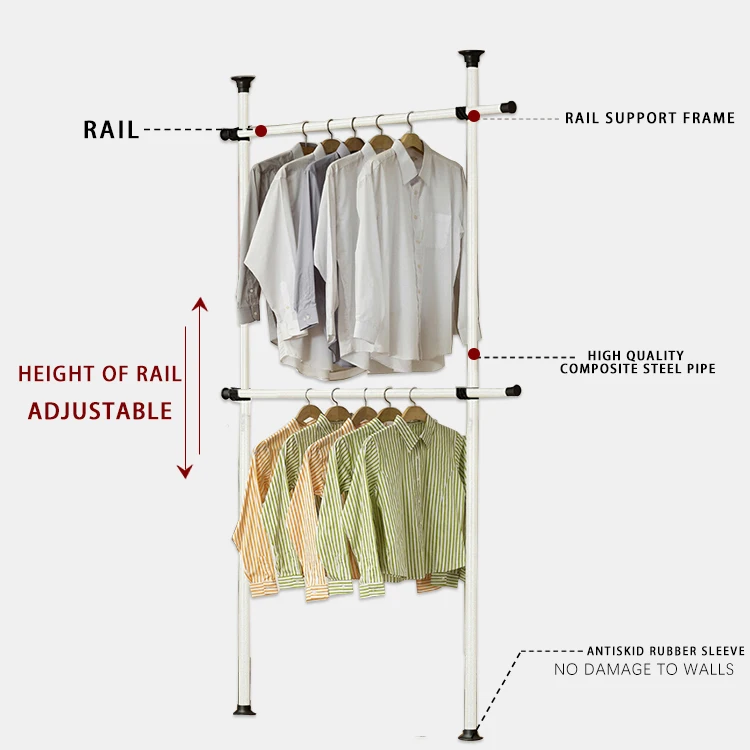 Bedroom Coat Rack Floor Metal Stand Hanging Clothes Hanger Rack Portable Garment Clothing Rack