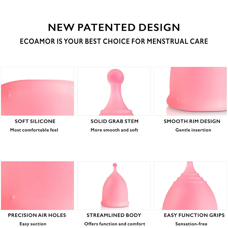 
Ecoamor Tampons and Pad Alternate Medical Grade Silicone Menstrual Cup Coletor Menstrual 