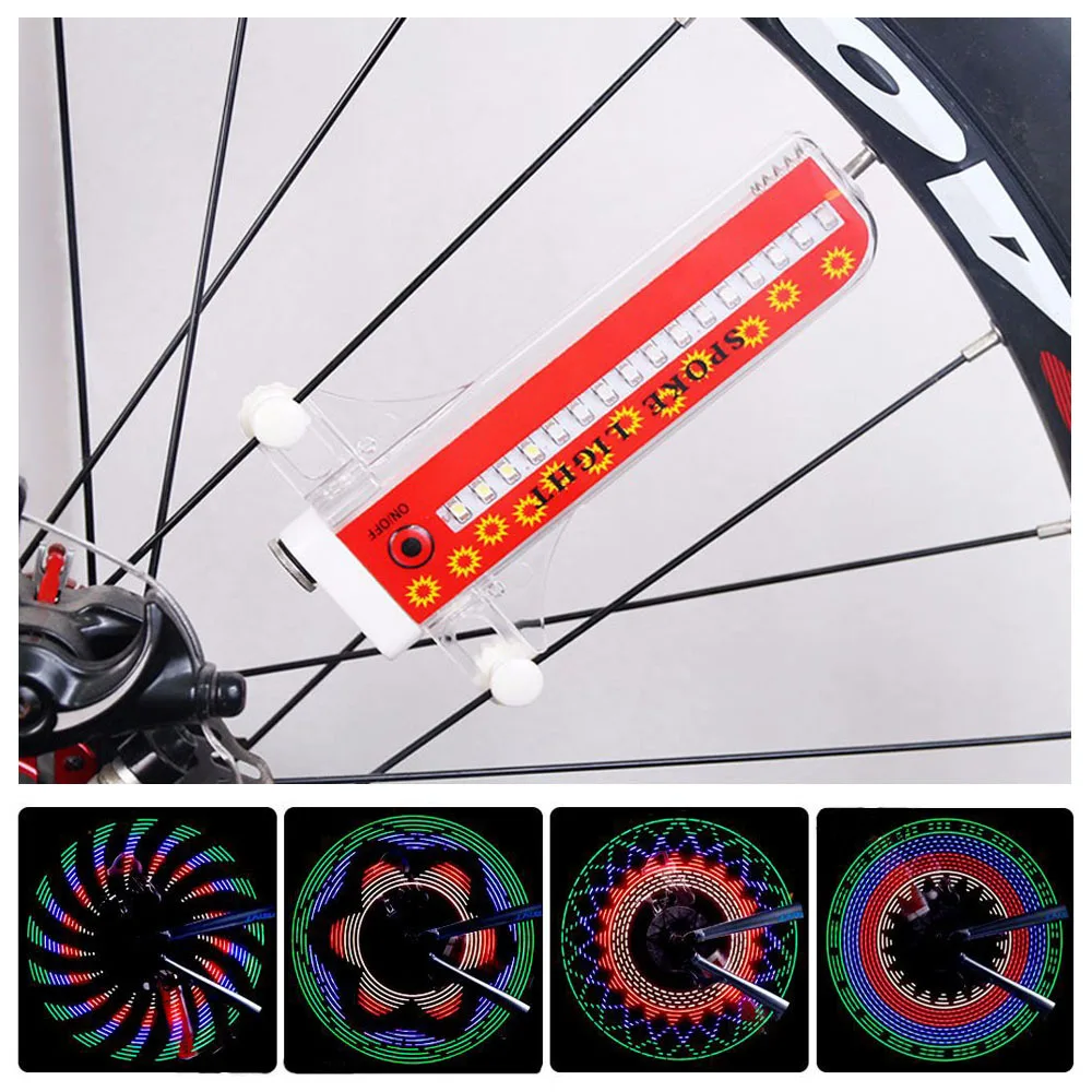 Two Sides 32 LED 32-pattern Waterproof Bicycle Wheel Spoke Light Colorful Rainbow Bike Light Fixed on Bicycle Spoke