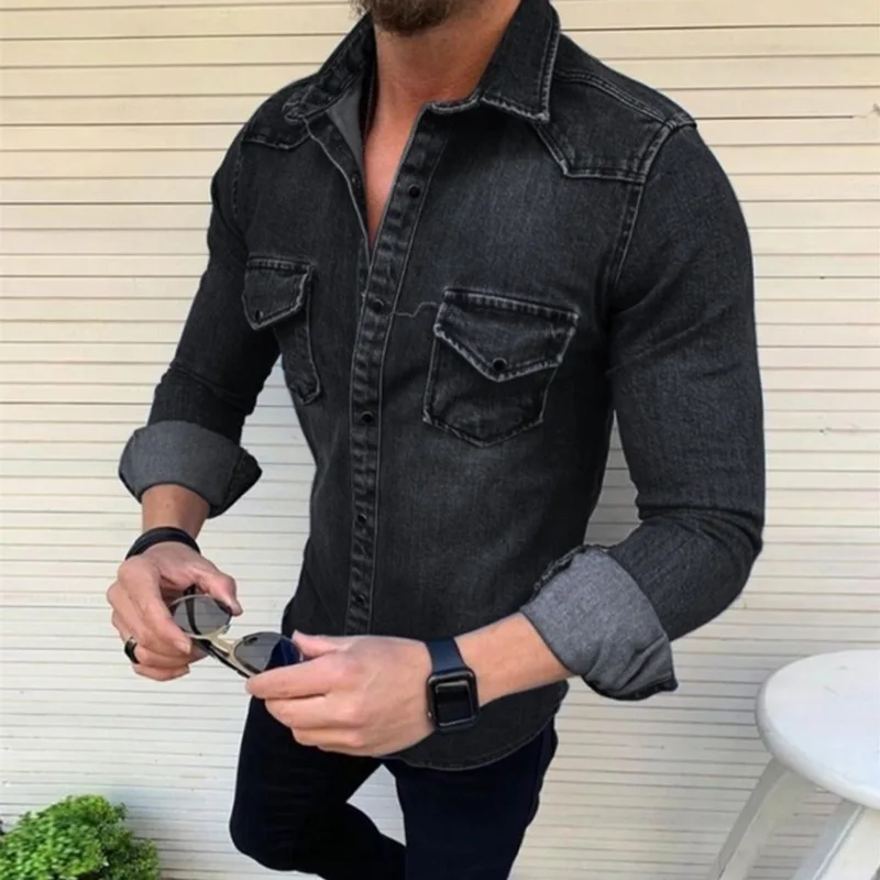Autumn Classic Retro Washed Coat Slim Fit Male Button 2020 mens denim jeans jackets