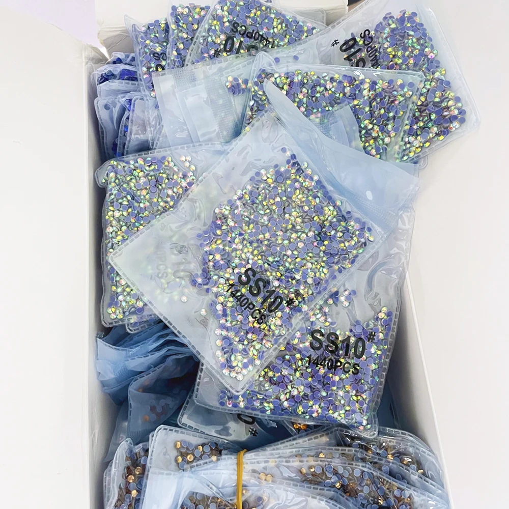 Yantuo Factory Wholesales SS10 1440pcs AA Multiple Colors Flatback Hot Fix Rhinestone For Clothing 2 Bag Glass Rhinestones