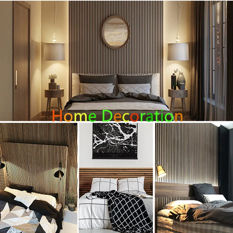 China Manufacture Sound Blocking PET Base Wooden Slatted Acoustic Panels For Interior Decoration