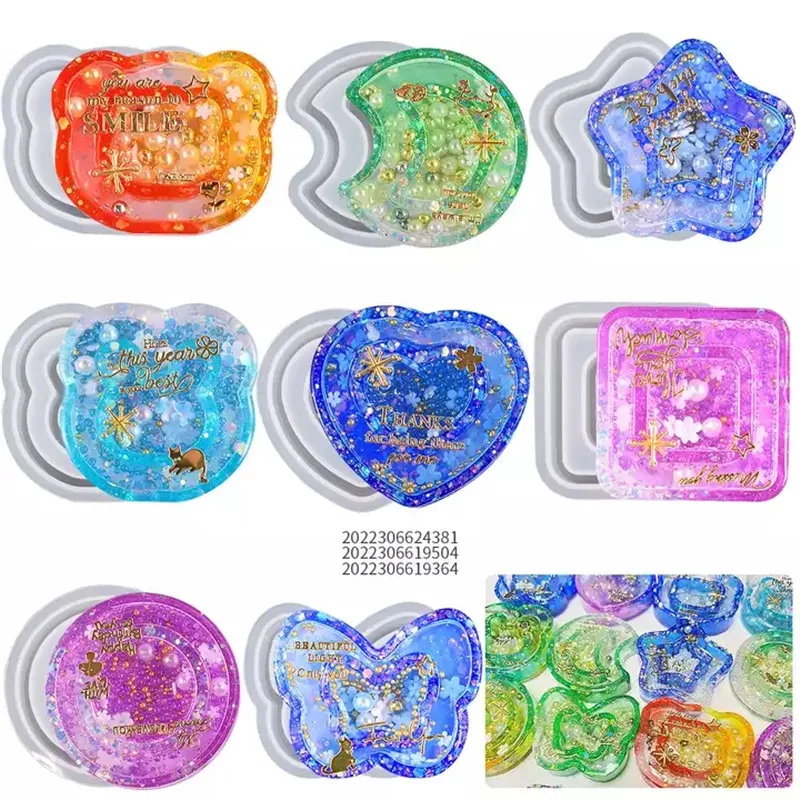 Homesun Y5804 New design bear head heart bunny butterfly star moon square round resin shaker silicone mold