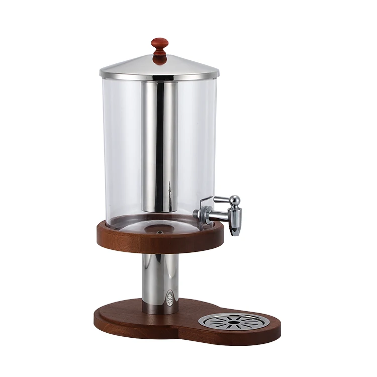 Juice Dispenser Wooden Base with Sapele Commercial Plastic Fridge Juicer Dispenser Cold Beverage