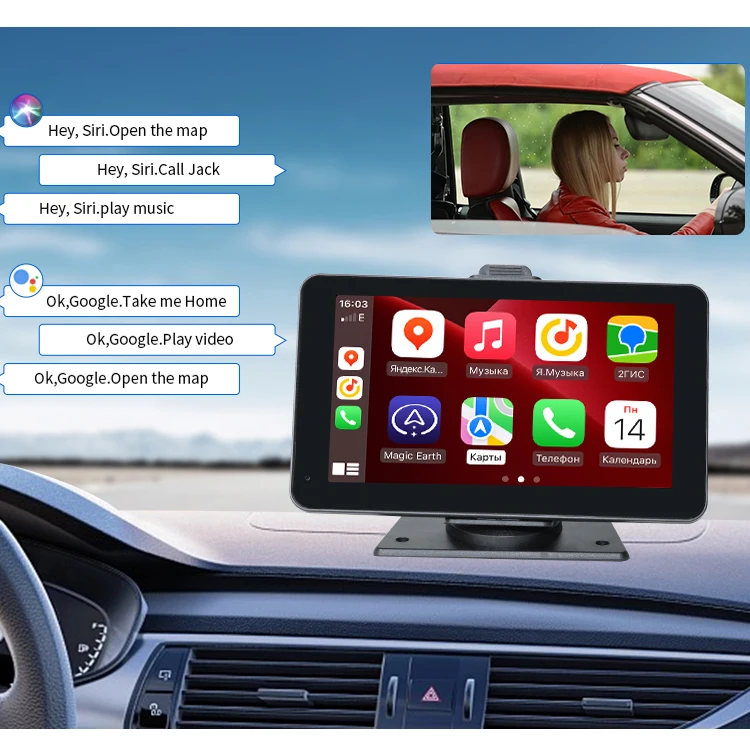 SUNWAYI Wireless CarPlay Android Auto Player Car Truck Headrest Monitor 1080P Back Camera Mirror BT USB FM DVR Car Monitor