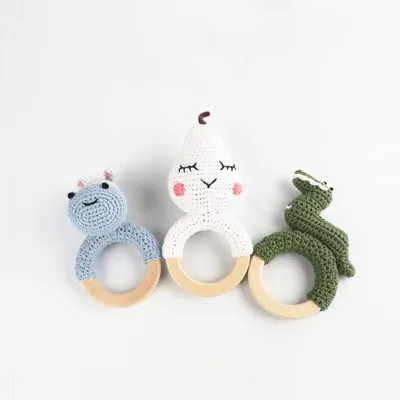 hot-selling custom hand Crocheted hippo snake pear Rattle plush Toy